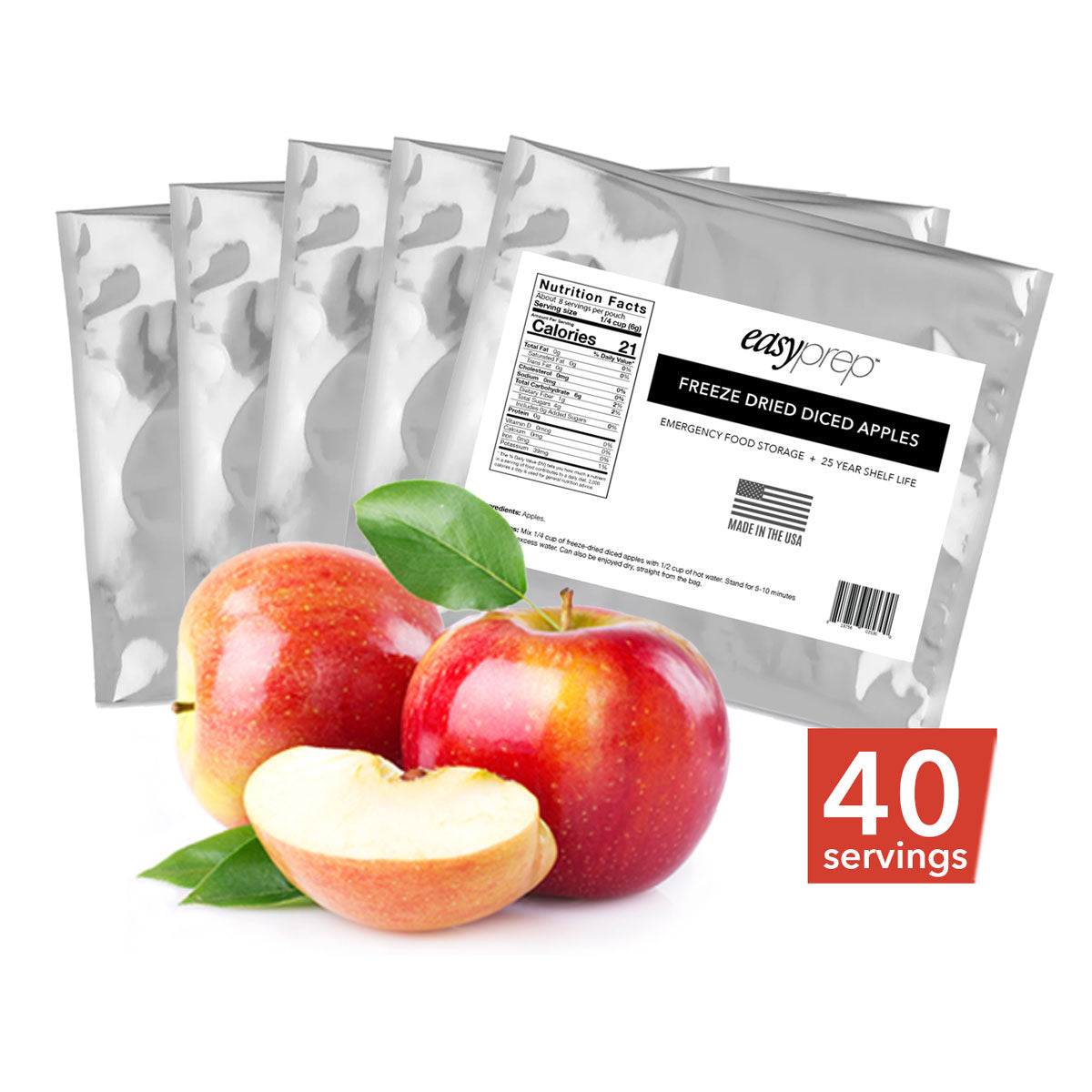 EasyPrep Diced Apples 5-Pack Pouch